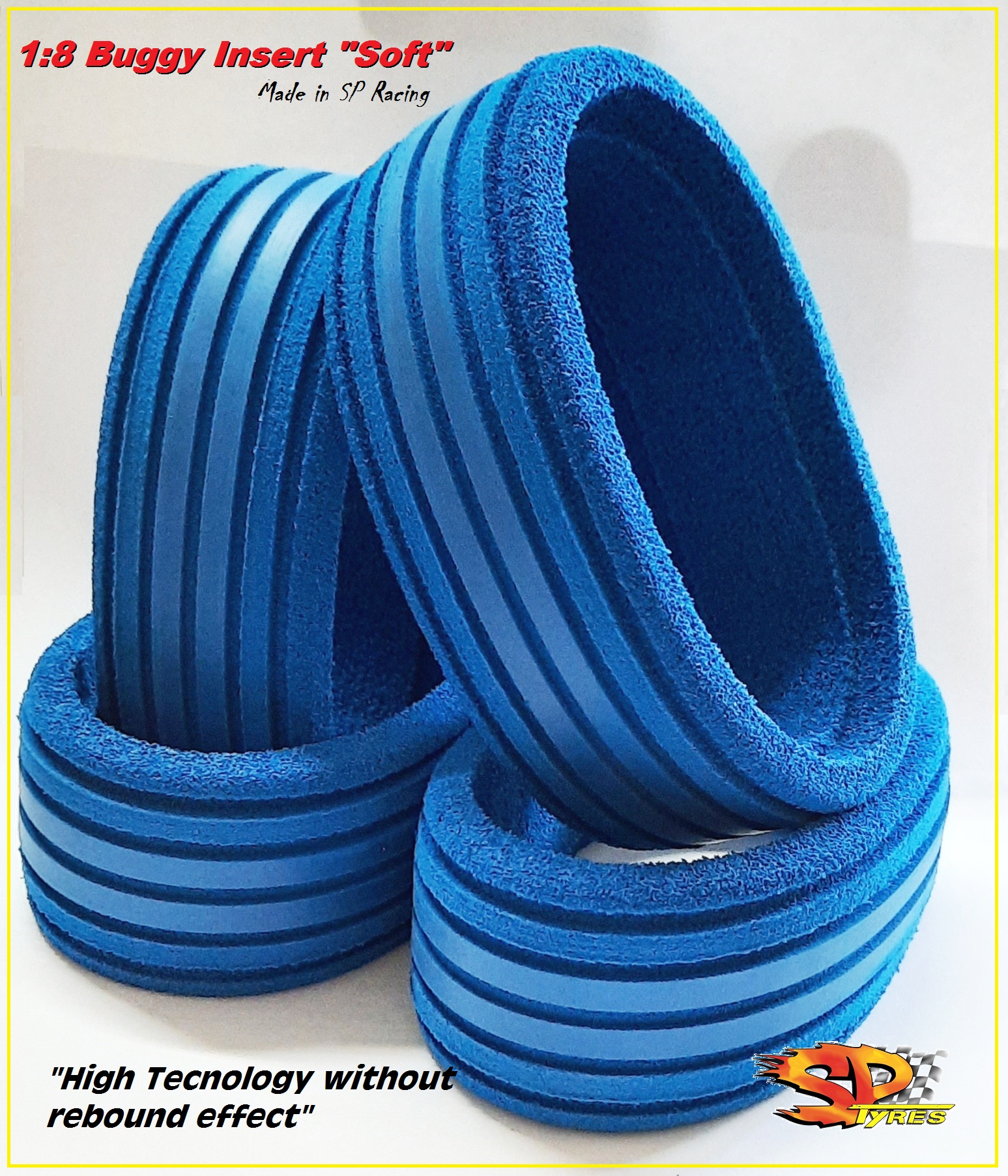 Inserts for 1:8 Buggy "Soft" Blue, profile for SP Racing tires (