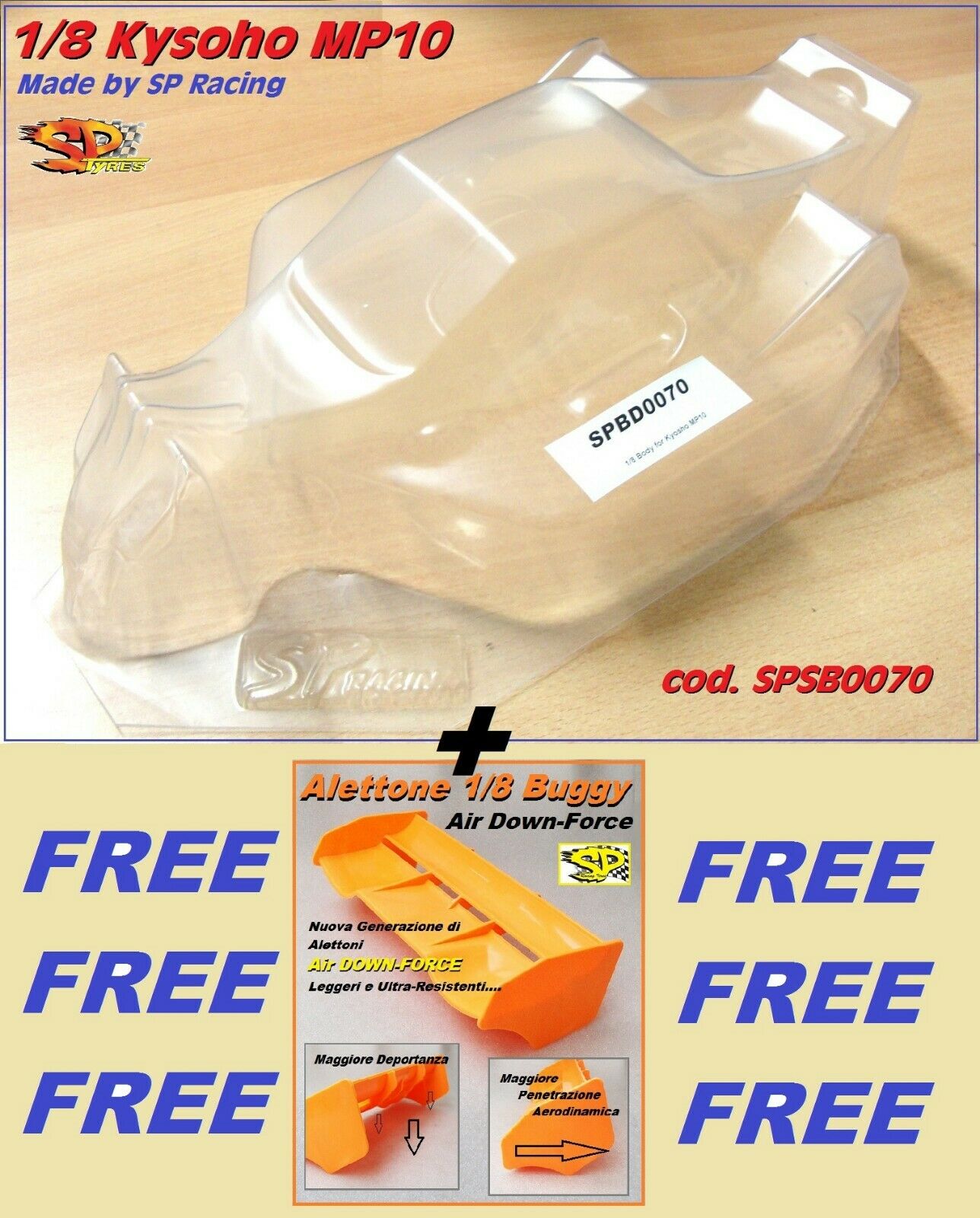 Off Road clear body for 1/8 MP10 + AILERO FREE