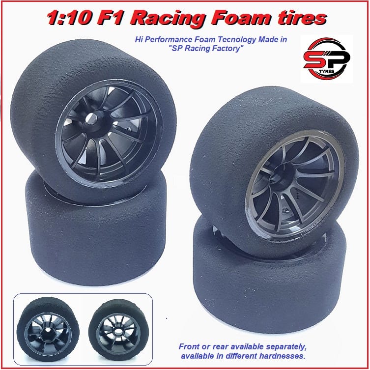 1/10 F1 Formulino tires Black rims Front Hard