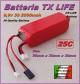 LiFe battery 9,9v 2500mAh 25C TX for Sanwa Futaba Hitec