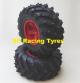 Gomme 1/10 Monster Truck Y-PIN incollate su cerchio Rosso